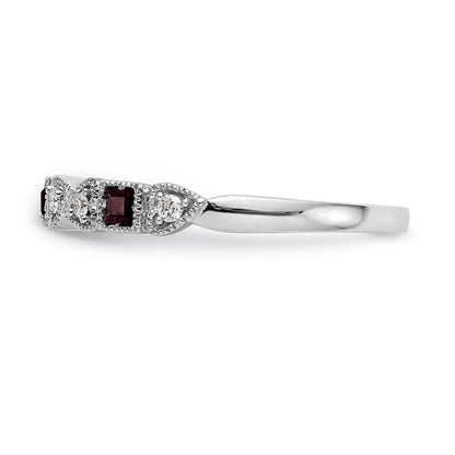 14k White Gold Real Diamond w/Ruby Band
