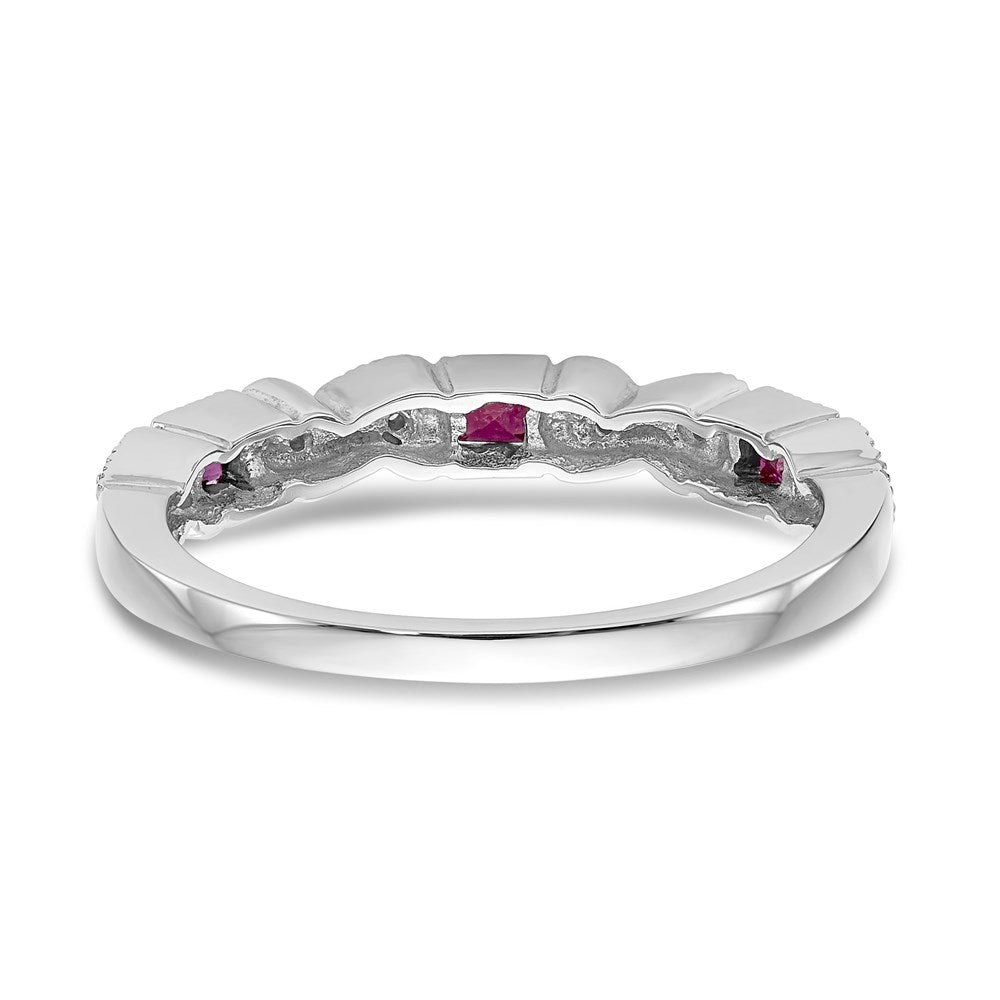 14k White Gold Real Diamond w/Ruby Band