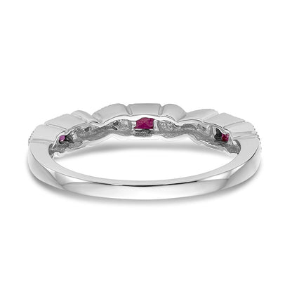 14k White Gold Real Diamond w/Ruby Band