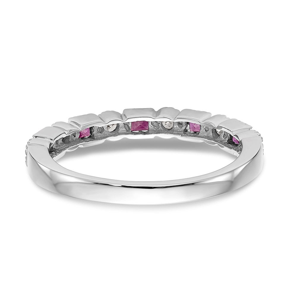 14k White Gold Real Diamond w/Ruby Band