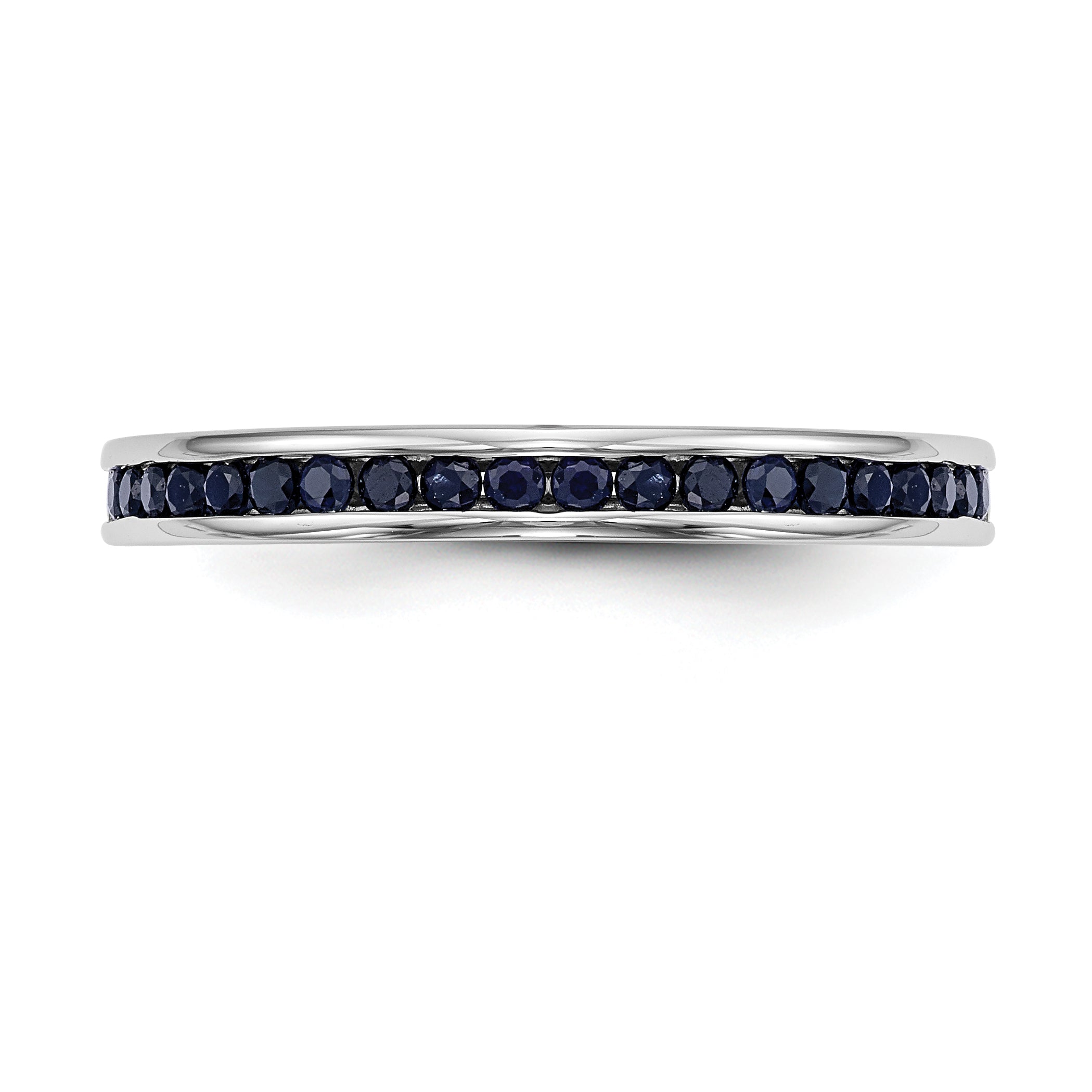 Solid 14k White Gold Simulated Sapphire Band