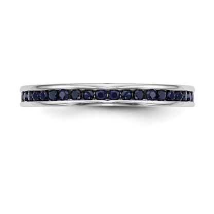 Solid 14k White Gold Simulated Sapphire Band