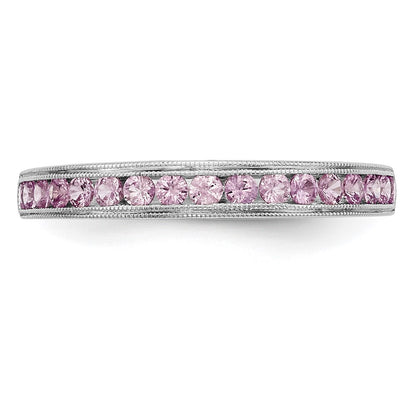 14k White Gold Pink Sapphire Complete Channel Band