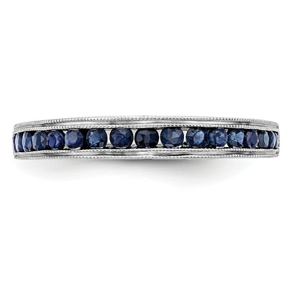 Solid 14k White Gold Blue Simulated Sapphire Band