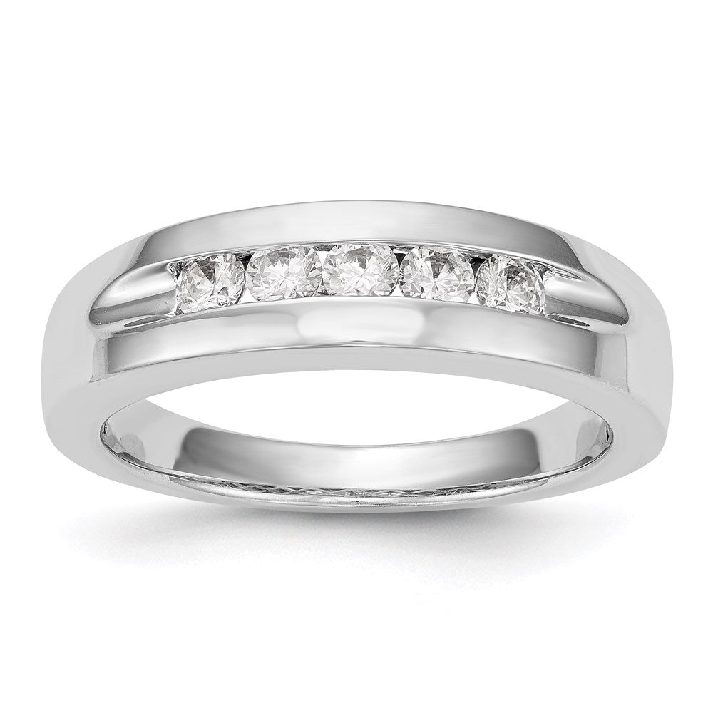 14k white gold 5 stone real diamond mens channel band rm3459b 050 waa