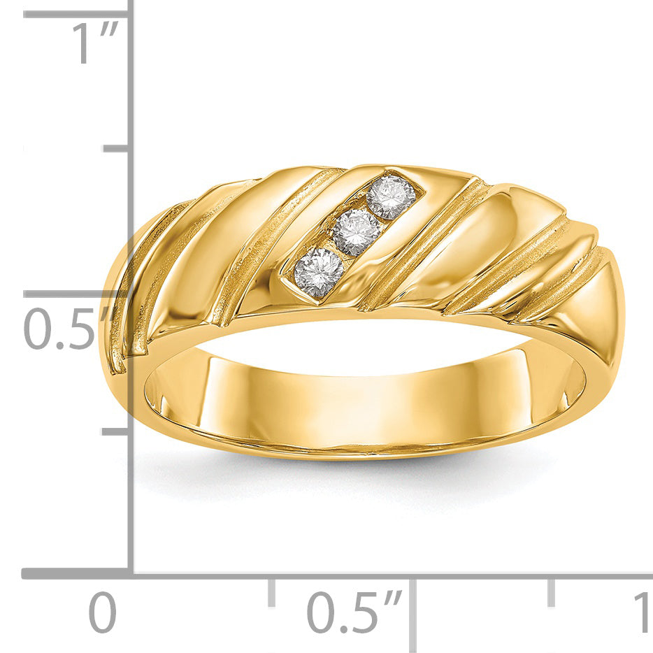 0.12ct. CZ Solid Real 14K Men's Wedding Band Ring