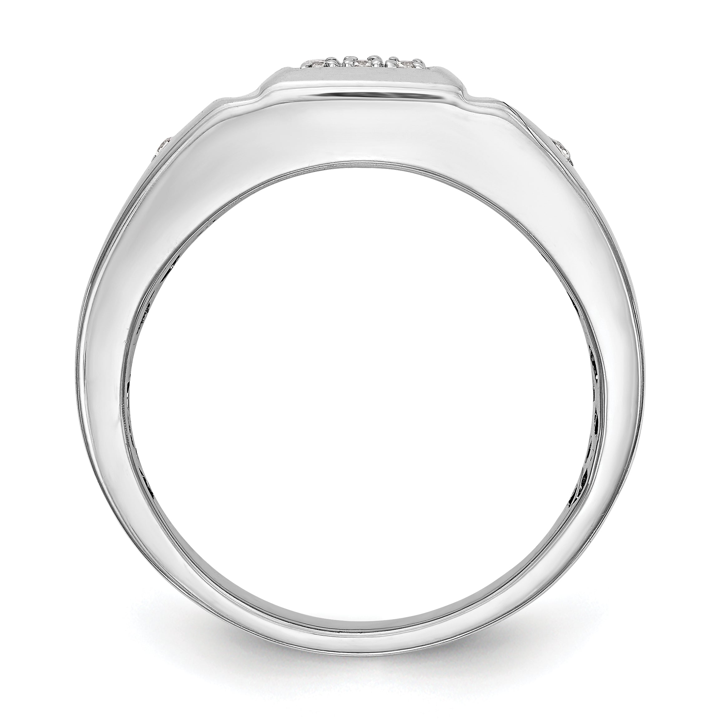 0.13ct. CZ Solid Real 14K White Gold Men's Wedding Band Ring