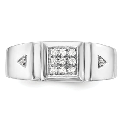 0.13ct. CZ Solid Real 14K White Gold Men's Wedding Band Ring