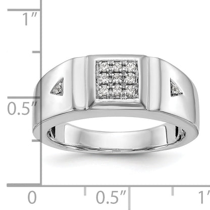 0.13ct. CZ Solid Real 14K White Gold Men's Wedding Band Ring