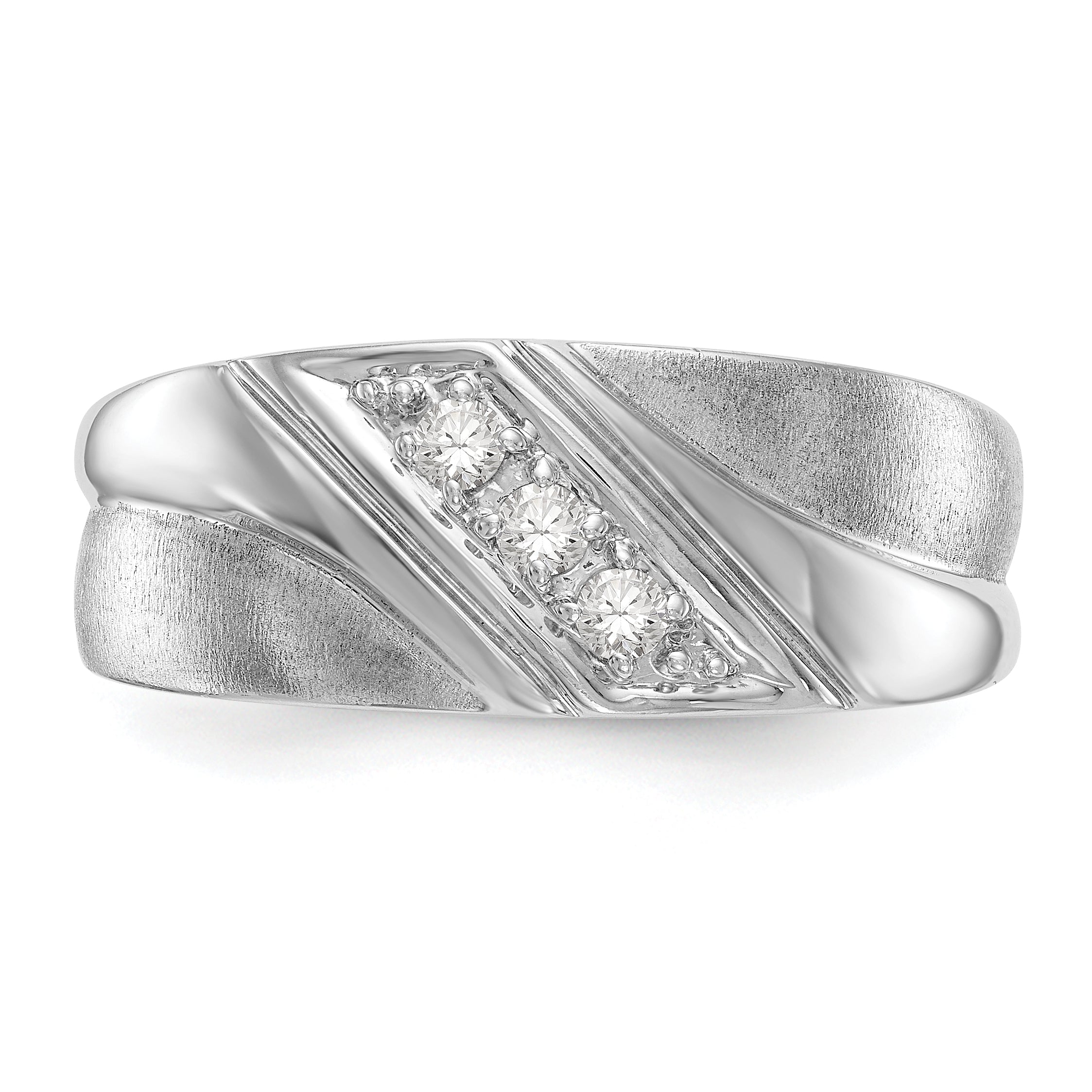 0.15ct. CZ Solid Real 14K White Gold Men's Wedding Band Ring