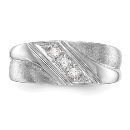 0.15ct. CZ Solid Real 14K White Gold Men's Wedding Band Ring
