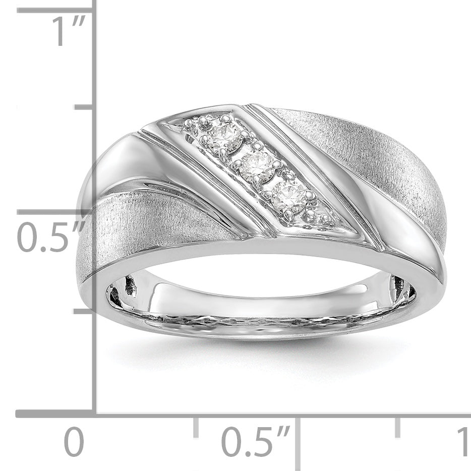 0.15ct. CZ Solid Real 14K White Gold Men's Wedding Band Ring