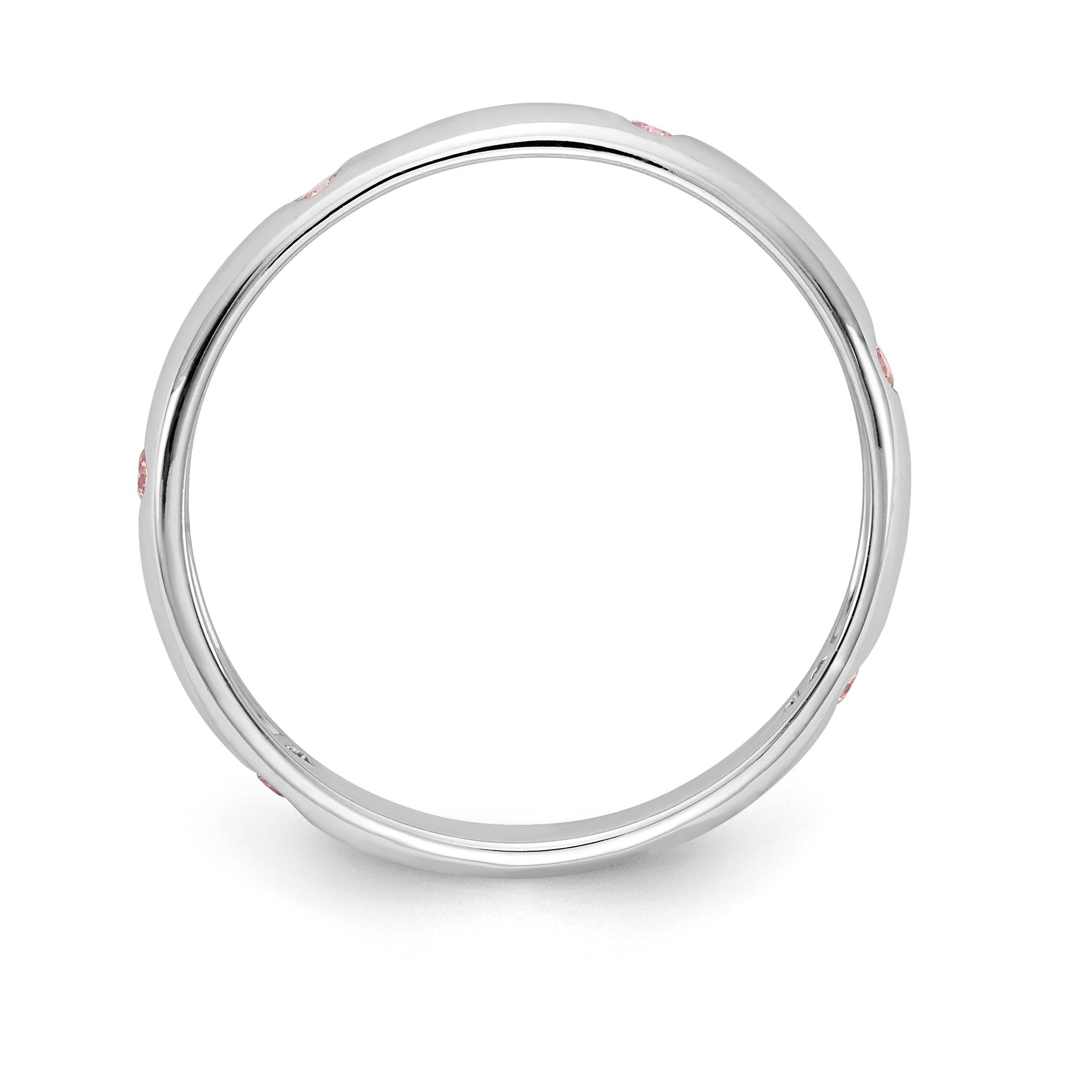 Solid 14k White Gold 6-stone PinK Simulated Sapphire Band