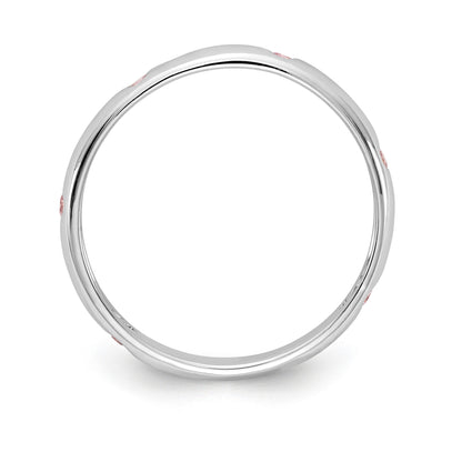 Solid 14k White Gold 6-stone PinK Simulated Sapphire Band