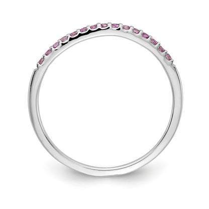 Solid 14k White Gold PinK Simulated Sapphire Band
