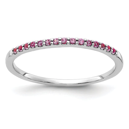 Solid 14k White Gold PinK Simulated Sapphire Band