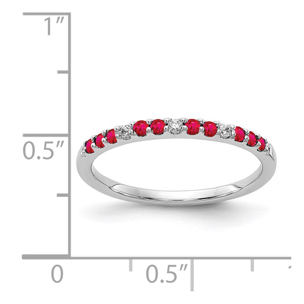 14k White Gold Real Diamond and Ruby Band