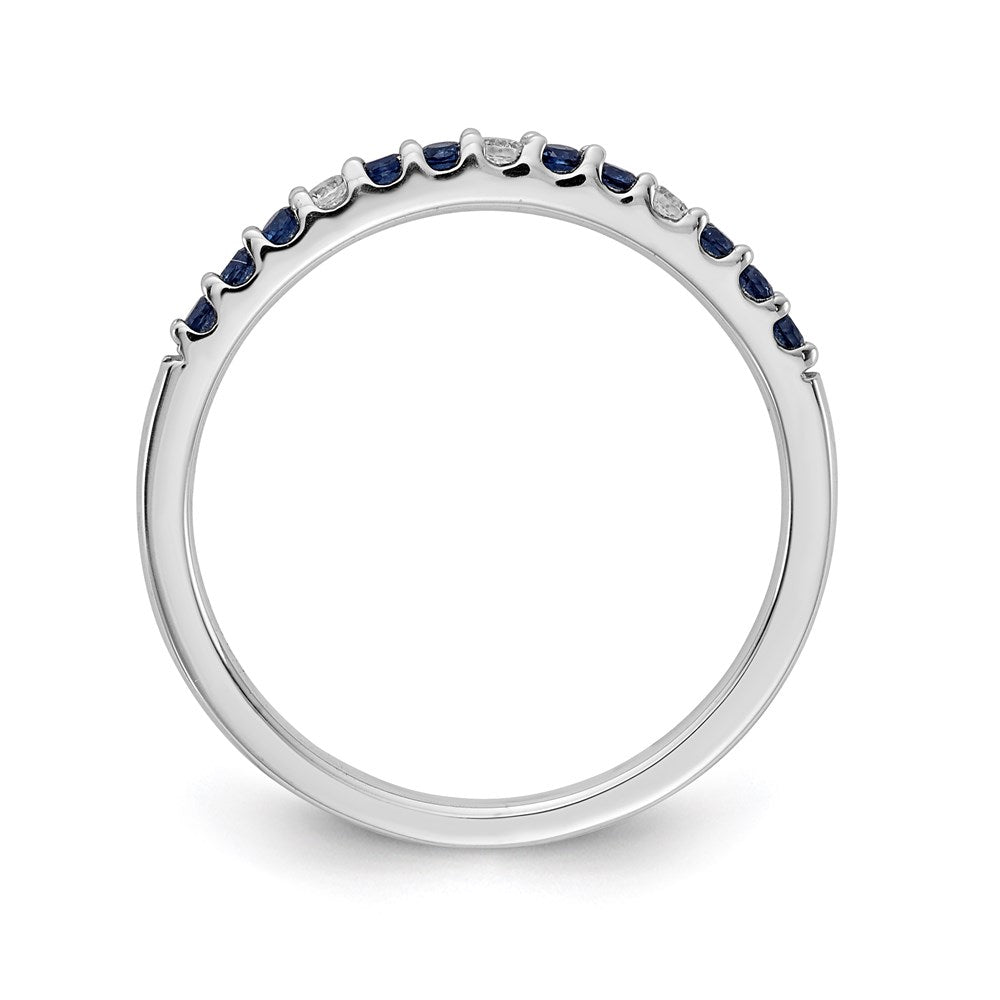 14k White Gold Real Diamond and Sapphire Band