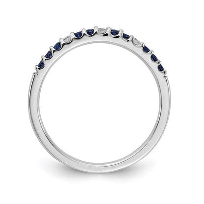 14k White Gold Real Diamond and Sapphire Band