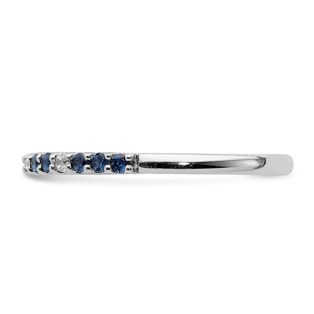 14k White Gold Real Diamond and Sapphire Band