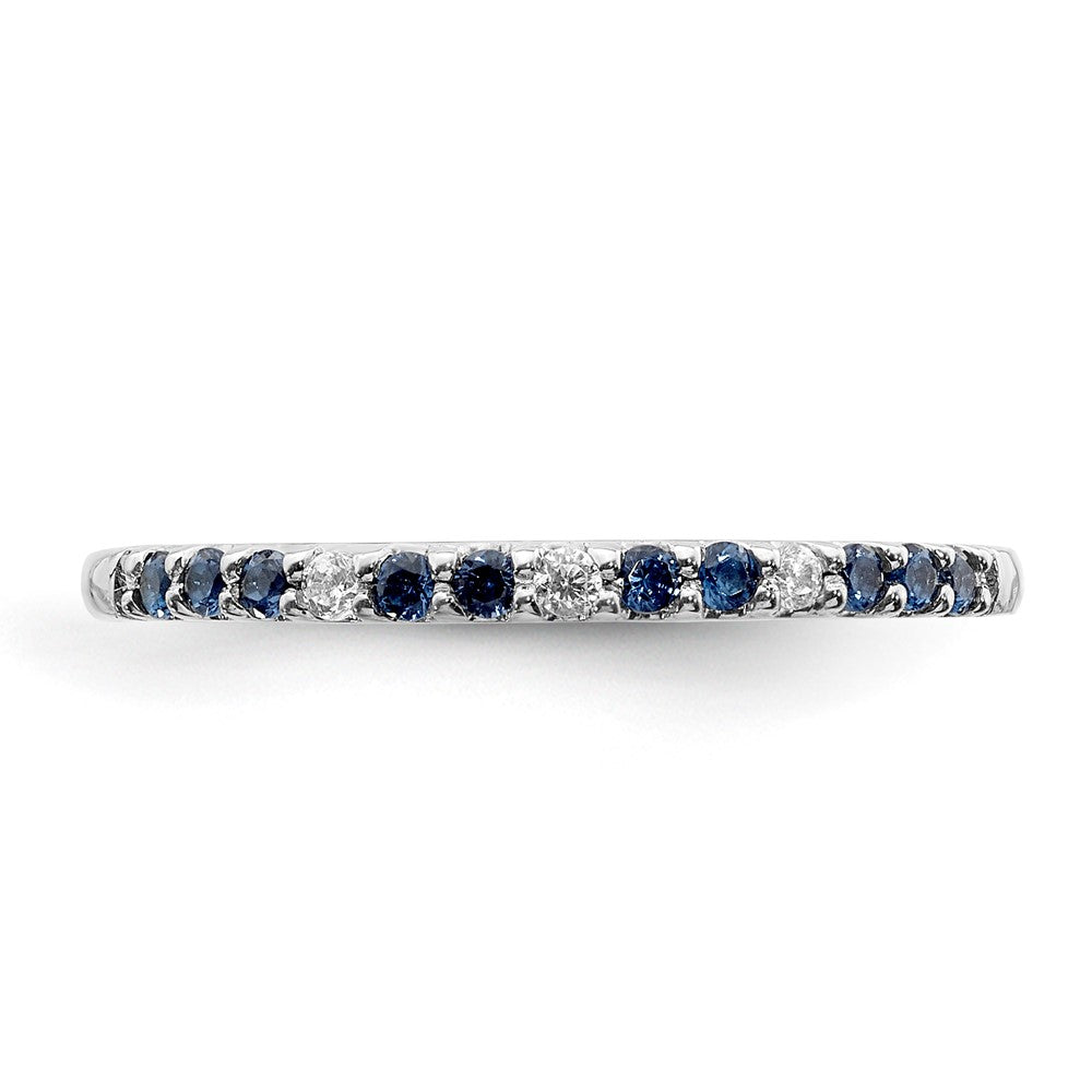 14k White Gold Real Diamond and Sapphire Band