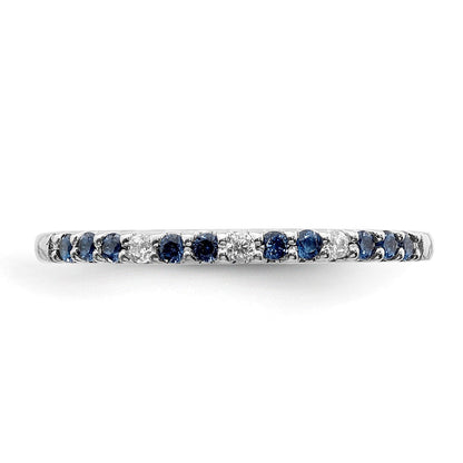 14k White Gold Real Diamond and Sapphire Band