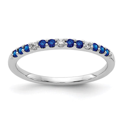 14k White Gold Real Diamond and Sapphire Band