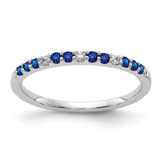 14k White Gold Real Diamond and Sapphire Band