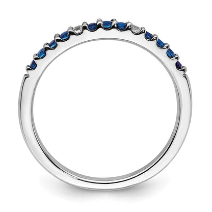 14k White Gold Real Diamond and Sapphire Band