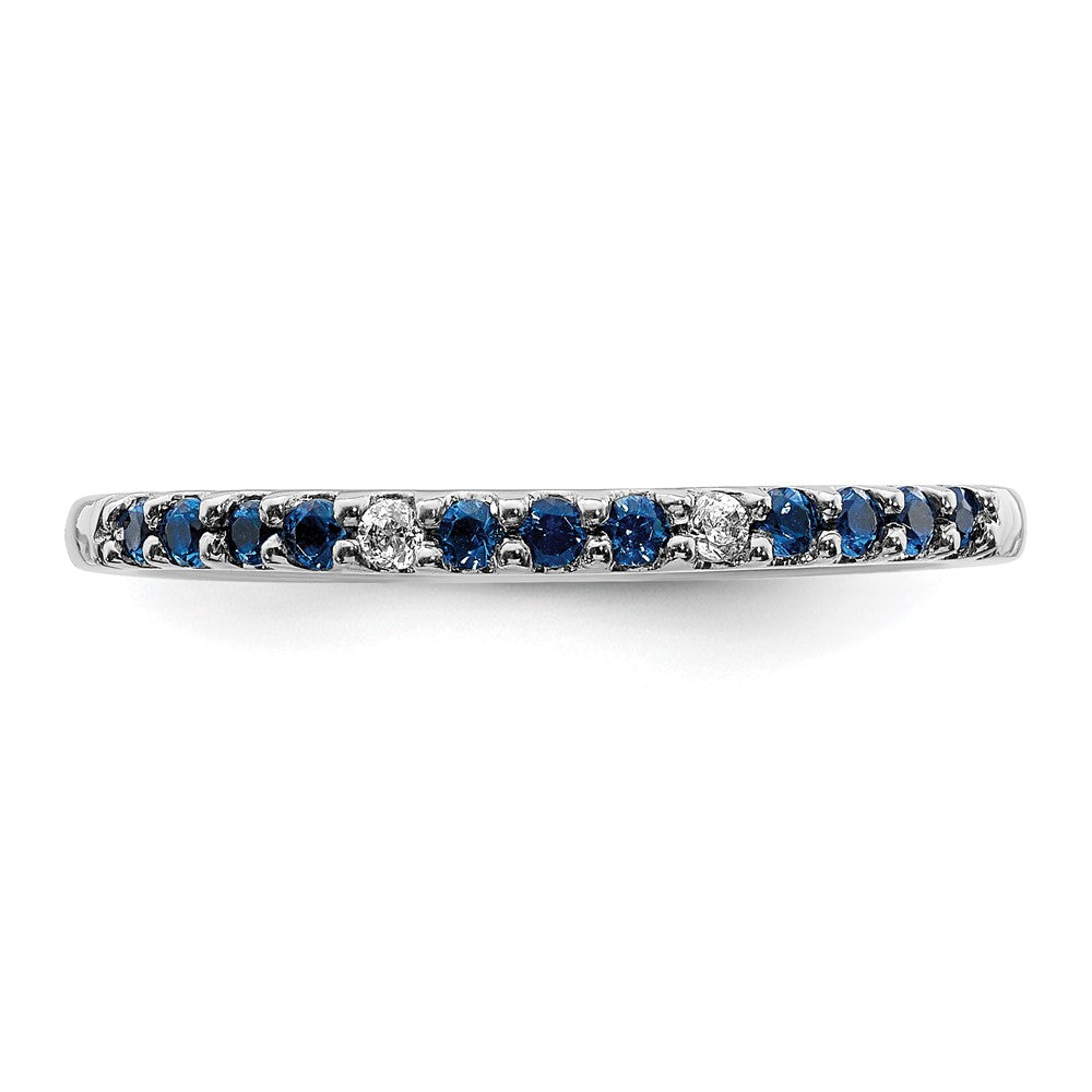 14k White Gold Real Diamond and Sapphire Band