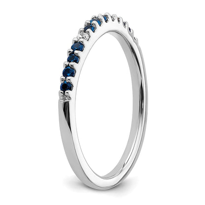 14k White Gold Real Diamond and Sapphire Band