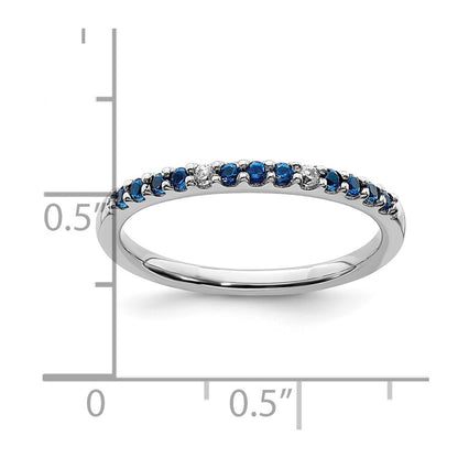 14k White Gold Real Diamond and Sapphire Band