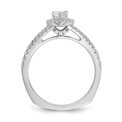 0.50ct. CZ Solid Real 14k White Gold Pear Halo Engagement Ring