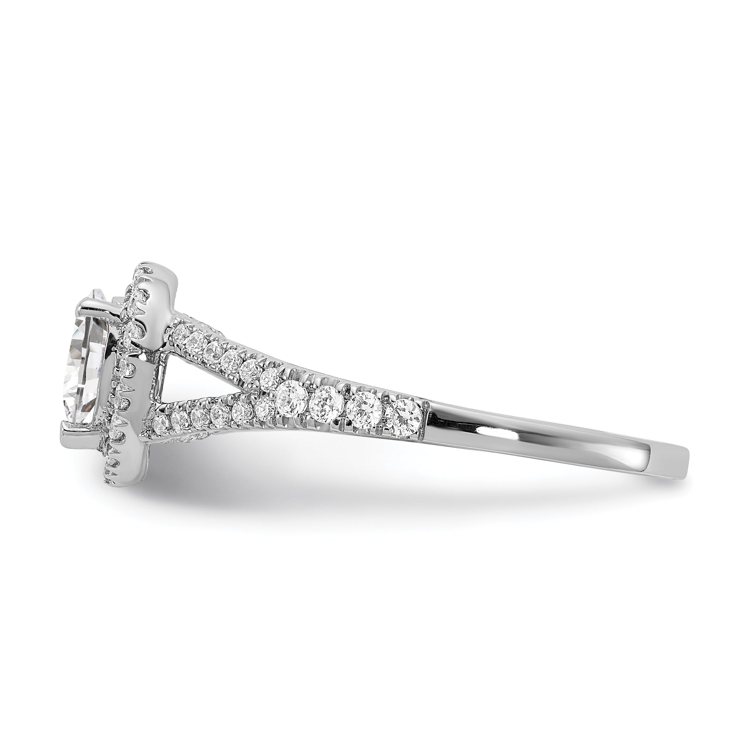 0.50ct. CZ Solid Real 14k White Gold Pear Halo Engagement Ring