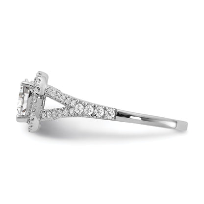 0.50ct. CZ Solid Real 14k White Gold Pear Halo Engagement Ring