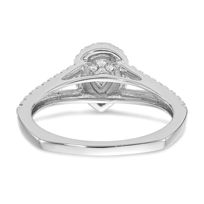 0.50ct. CZ Solid Real 14k White Gold Pear Halo Engagement Ring