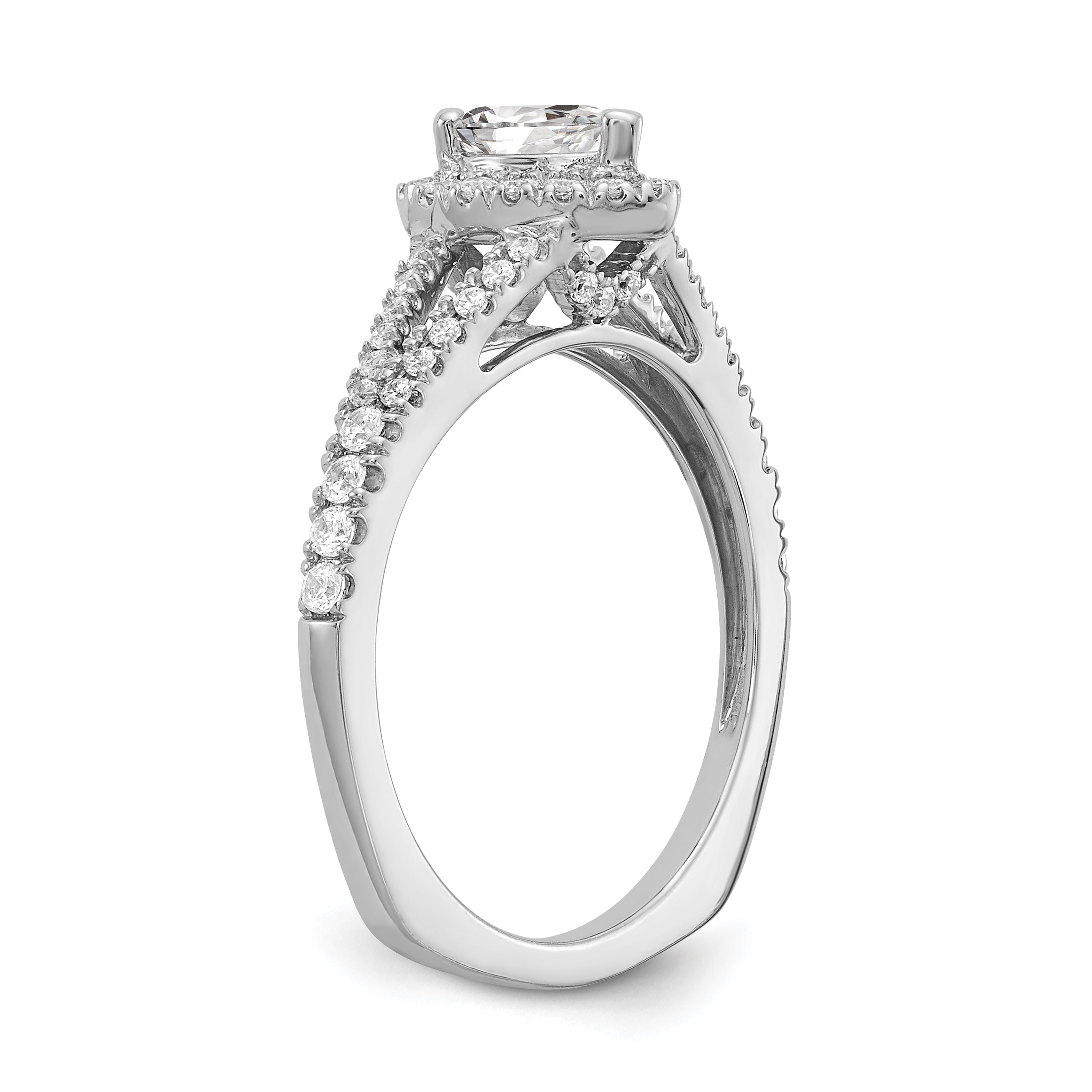 0.50ct. CZ Solid Real 14k White Gold Pear Halo Engagement Ring