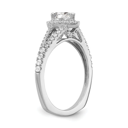 0.50ct. CZ Solid Real 14k White Gold Pear Halo Engagement Ring