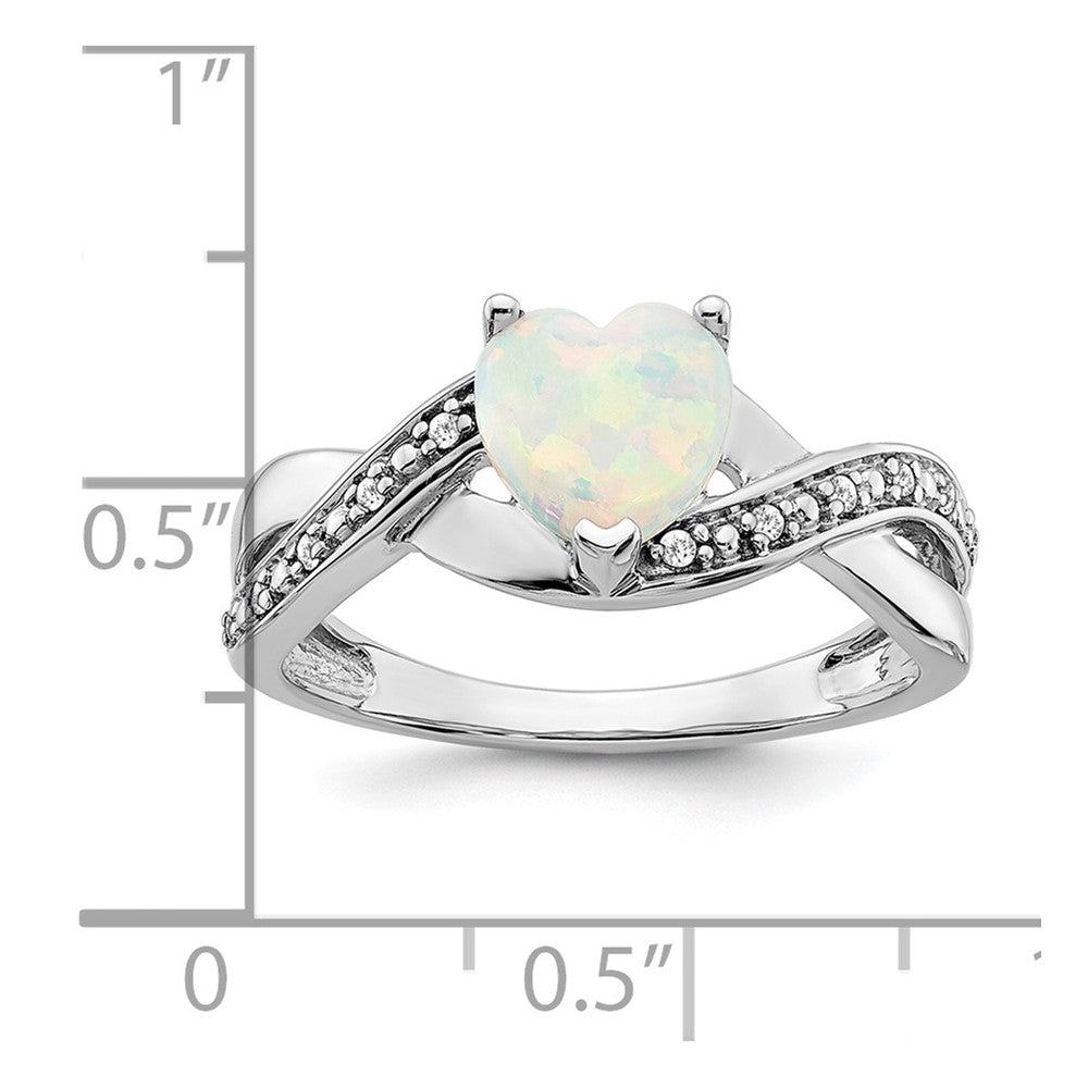 14k white gold created opal and real diamond heart ring rm5889 op 006 wa
