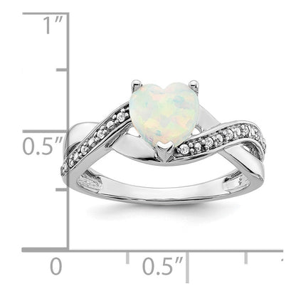 14k white gold created opal and real diamond heart ring rm5889 op 006 wa