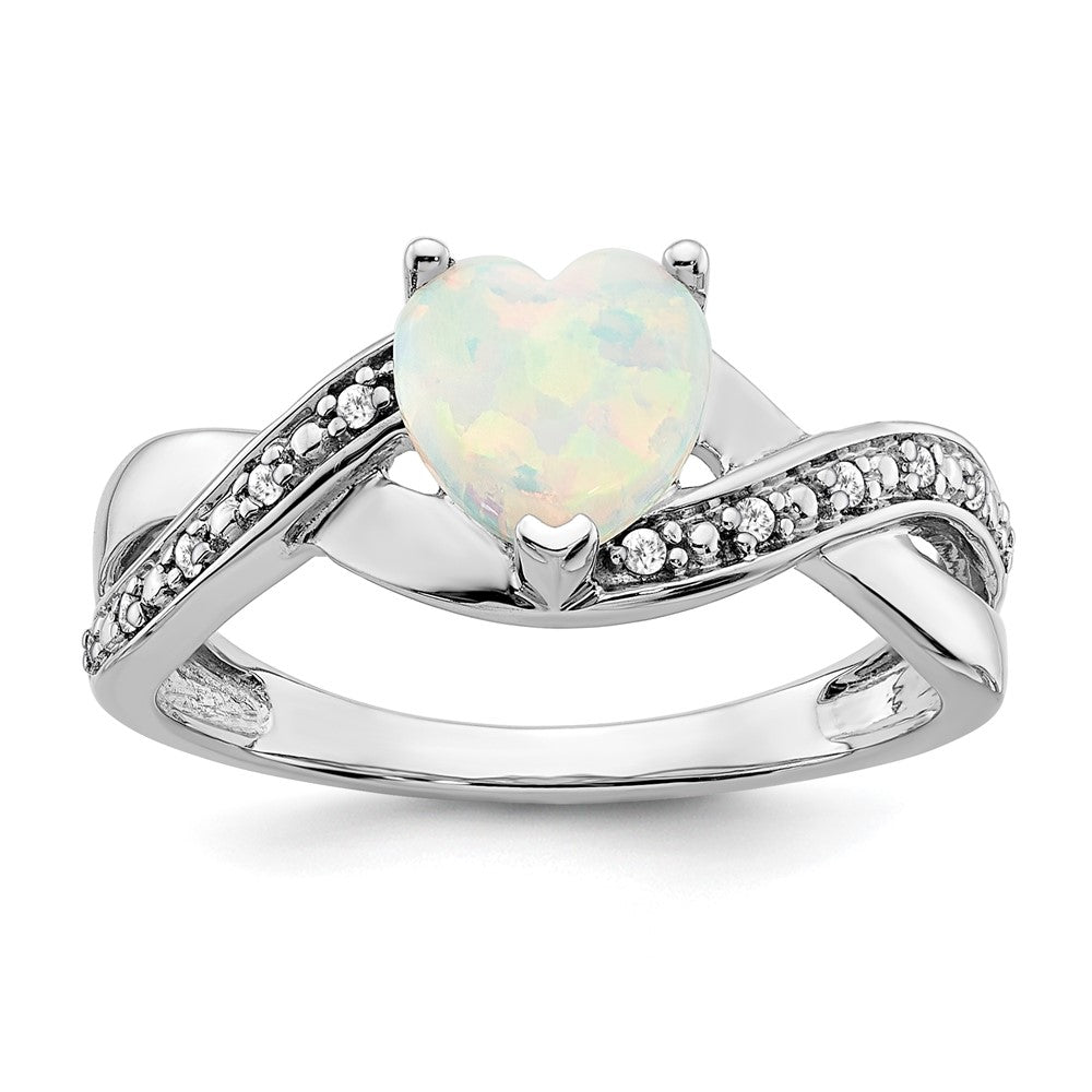 14k white gold created opal and real diamond heart ring rm5889 op 006 wa