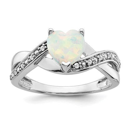 14k white gold created opal and real diamond heart ring rm5889 op 006 wa