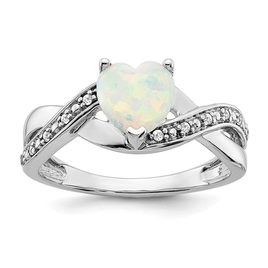 14k white gold created opal and real diamond heart ring rm5889 op 006 wa