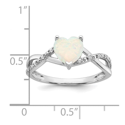 14k white gold created opal and real diamond heart ring rm5890 op 005 wa