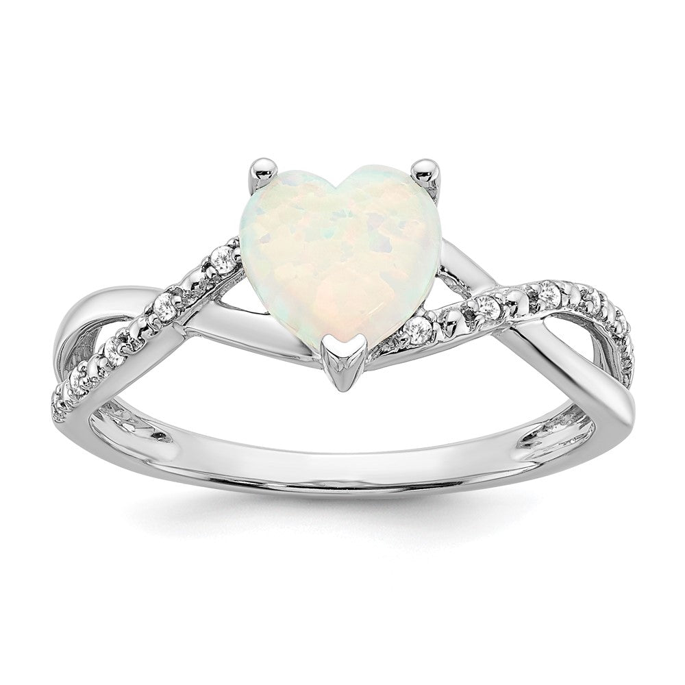 14k white gold created opal and real diamond heart ring rm5890 op 005 wa