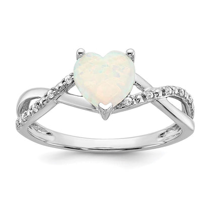 14k white gold created opal and real diamond heart ring rm5890 op 005 wa