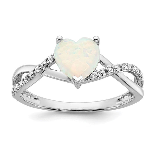 14k white gold created opal and real diamond heart ring rm5890 op 005 wa