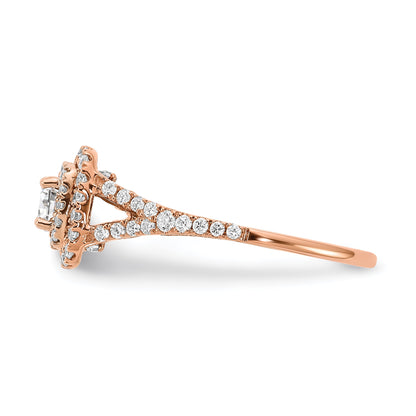 0.33ct. CZ Solid Real 14k Rose u0026 White Gold Double Halo Engagement Ring