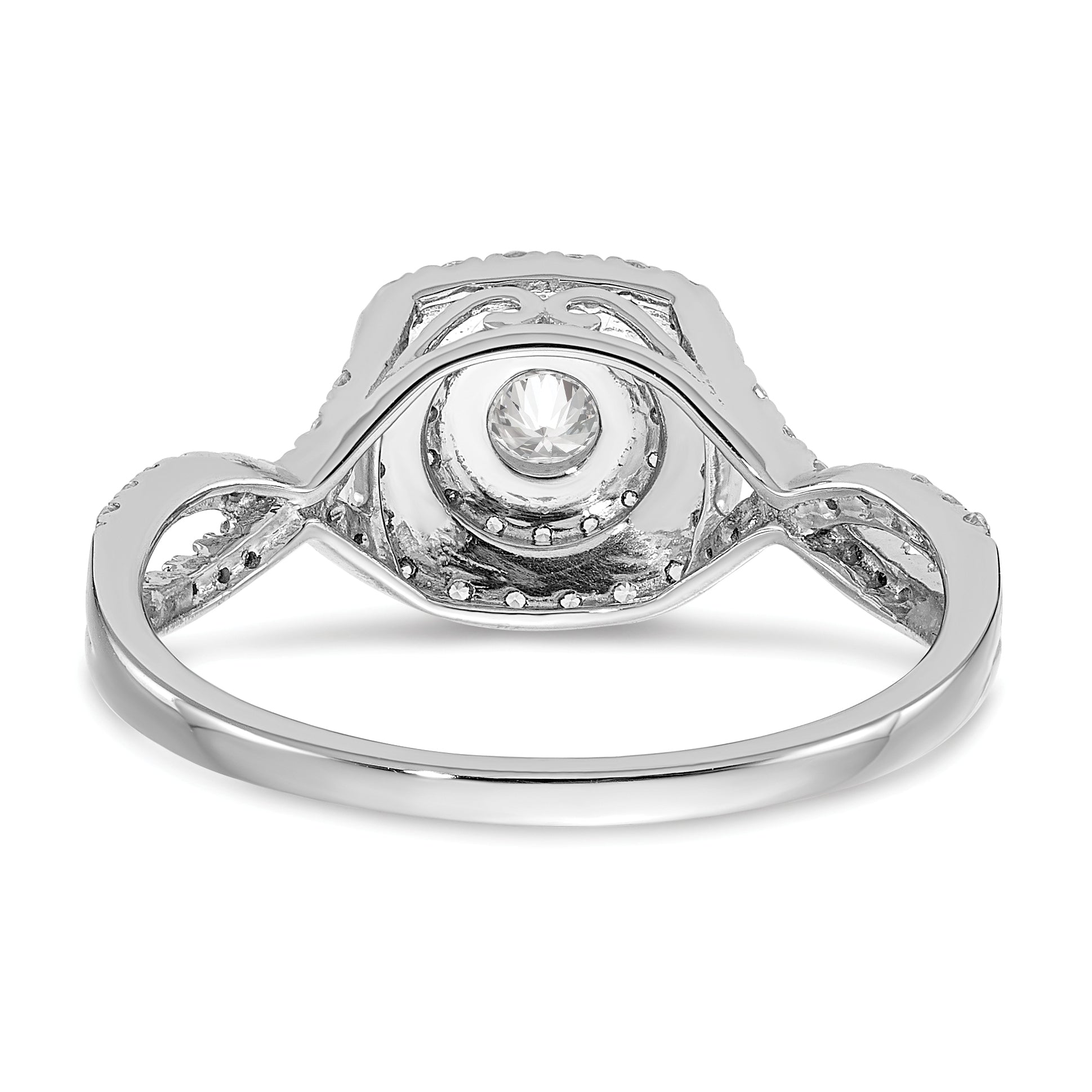 0.33ct. CZ Solid Real 14k White Gold Double Halo Engagement Ring