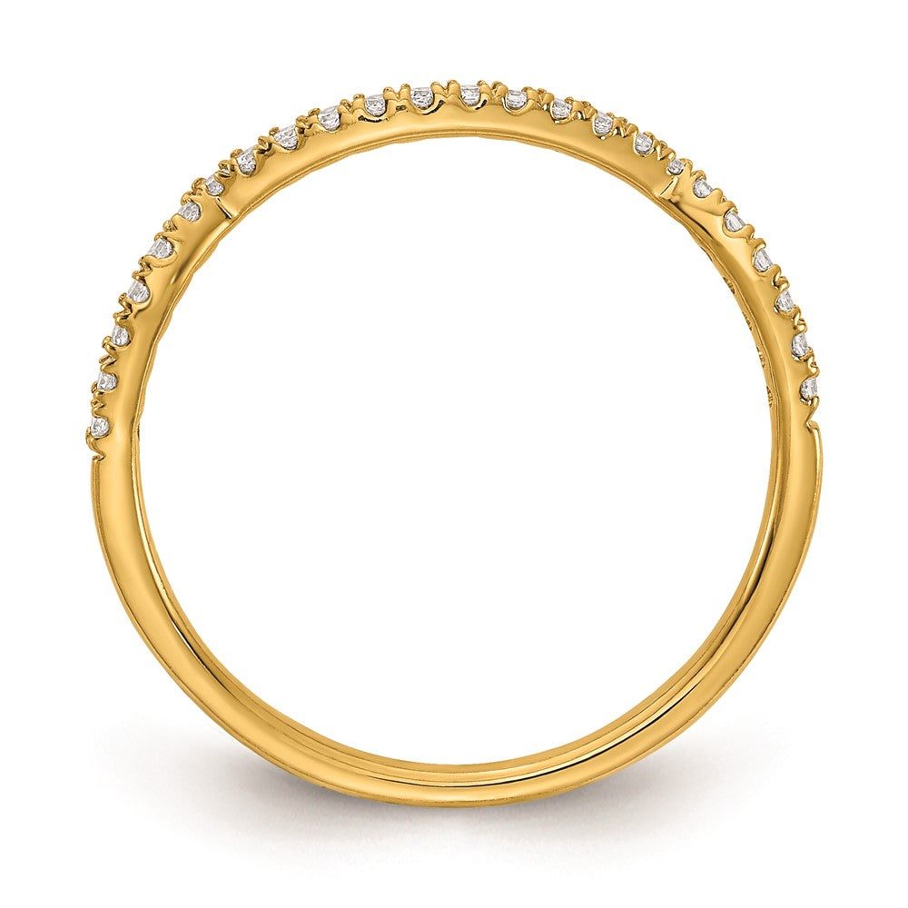 0.15ct. CZ Solid Real 14k Contoured Wedding Wedding Band Ring